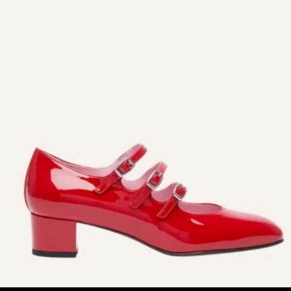 Carel Paris Shoes - CAREL Womens Red Kina Patent Mary Jane Ballerina Pumps 38.5